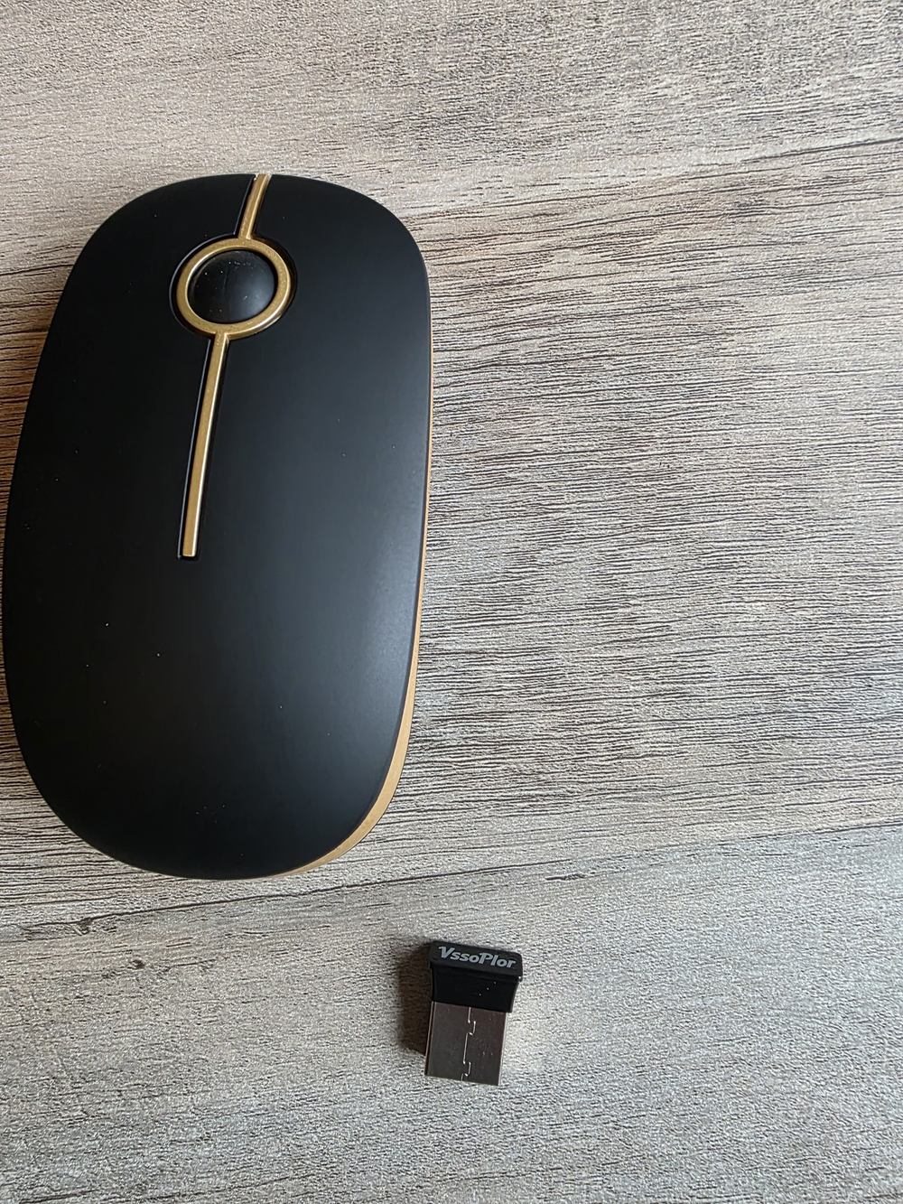 Wireless Black and Gold Bluetooth Mouse with USB Receiver
